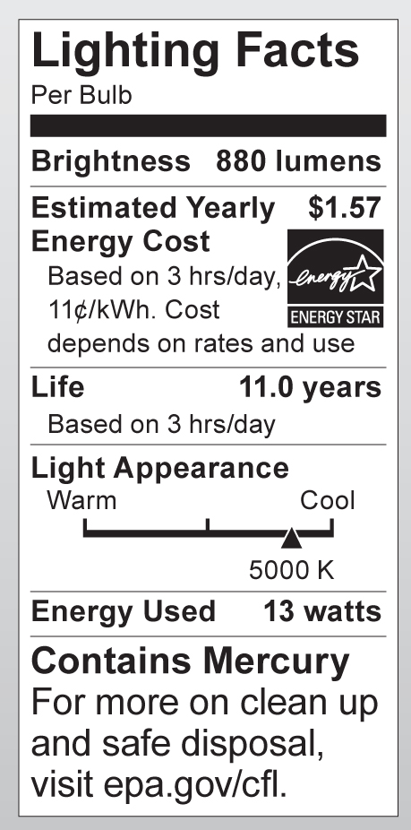 S6237 Lighting Fact Label