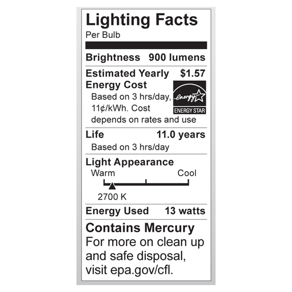 S6238 Lighting Fact Label