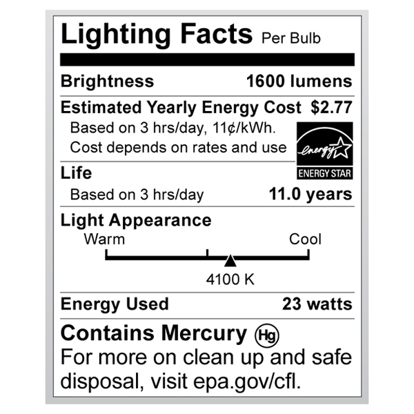 S6275 Lighting Fact Label