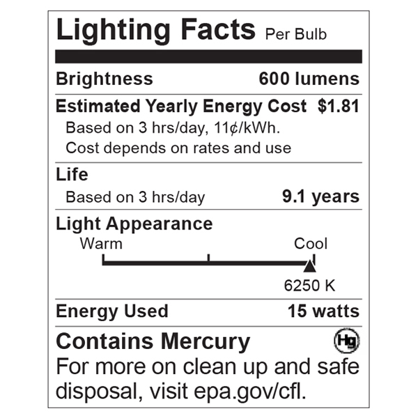 S6665 Lighting Fact Label