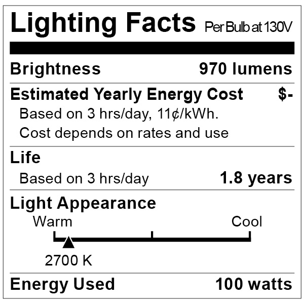 S7001 Lighting Fact Label