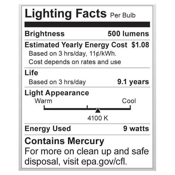 S7302 Lighting Fact Label