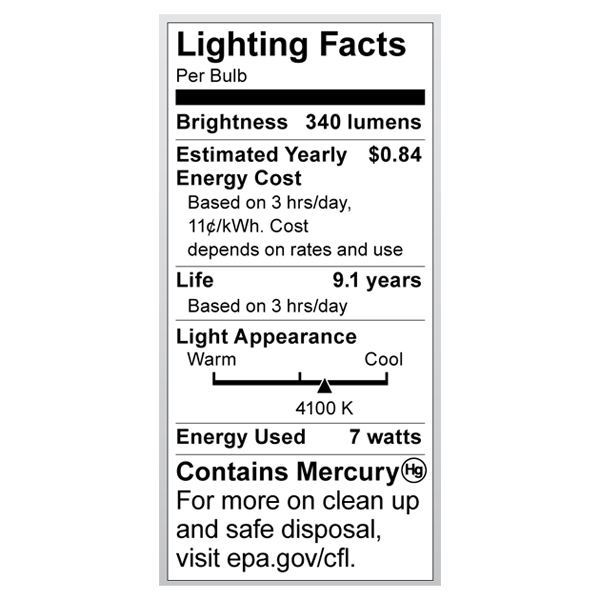 S7318 Lighting Fact Label