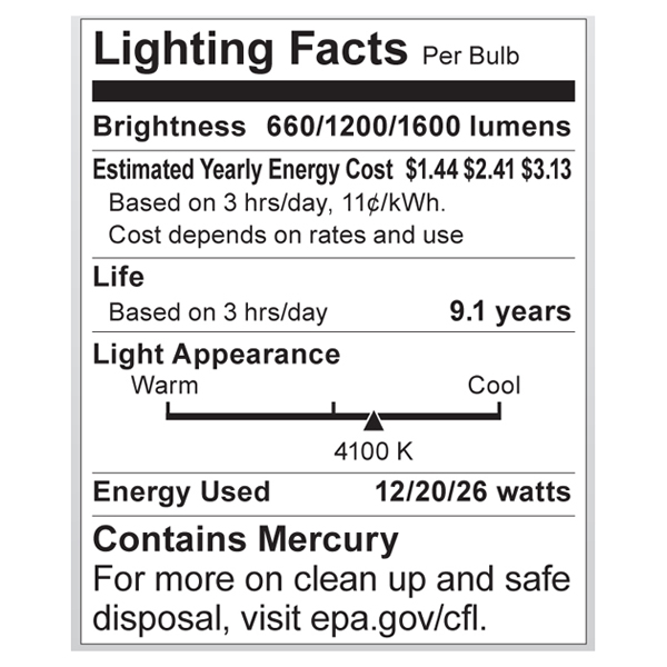 S7342 Lighting Fact Label