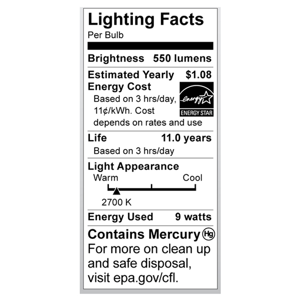 S7361 Lighting Fact Label