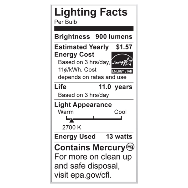 S7364 Lighting Fact Label