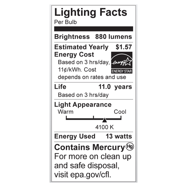 S7365 Lighting Fact Label