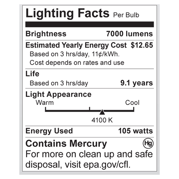 S7376 Lighting Fact Label