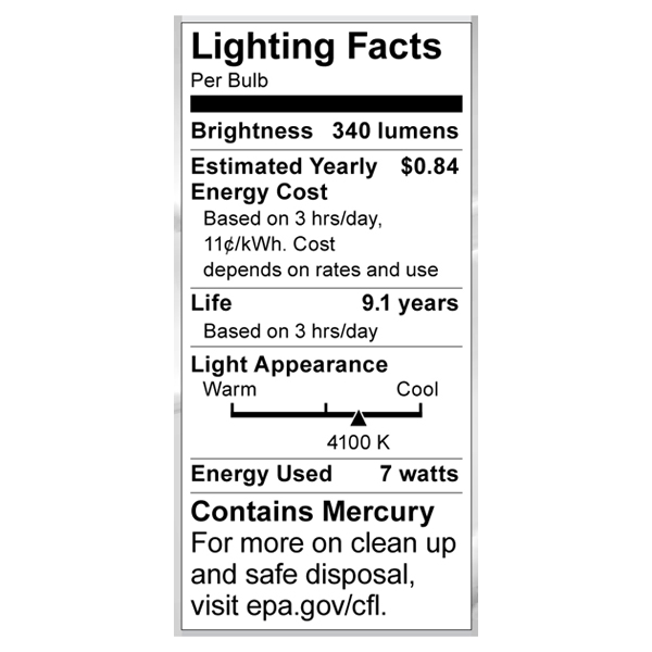 S7382 Lighting Fact Label