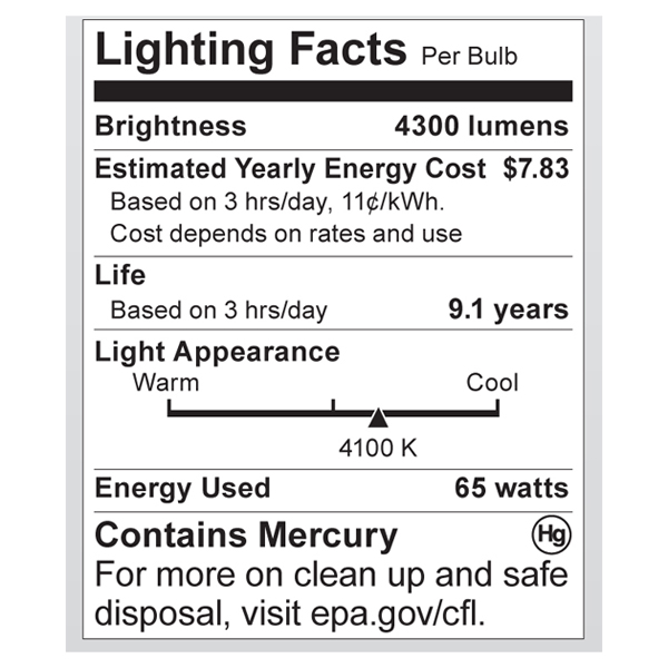 S7385 Lighting Fact Label