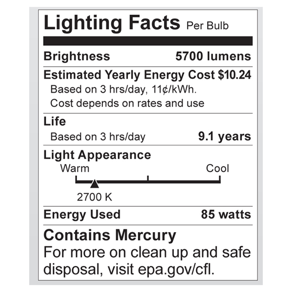 S7391 Lighting Fact Label