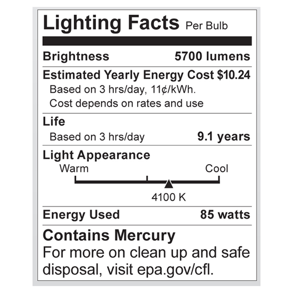 S7392 Lighting Fact Label