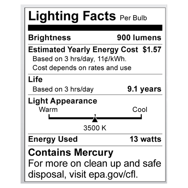 S8226 Lighting Fact Label