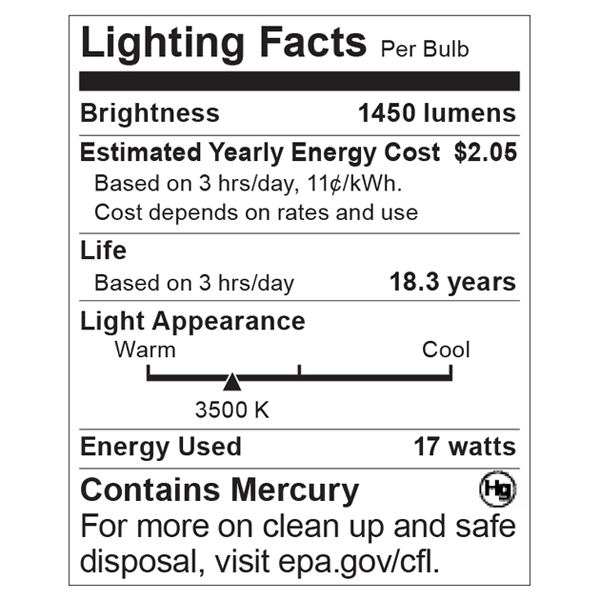 S8405 Lighting Fact Label