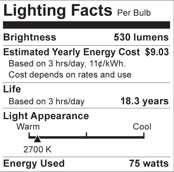 S8514 Lighting Fact Label