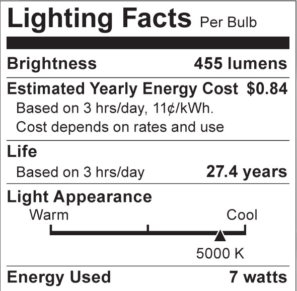 S8923 Lighting Fact Label