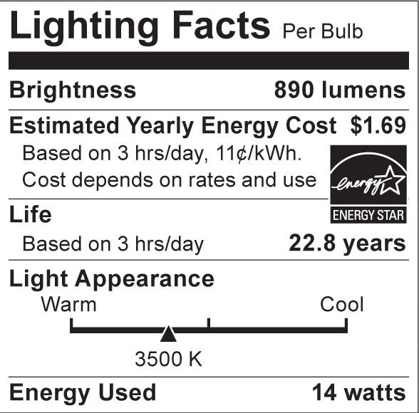 S8935 Lighting Fact Label