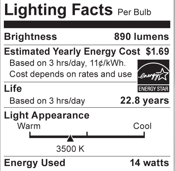 S8942 Lighting Fact Label