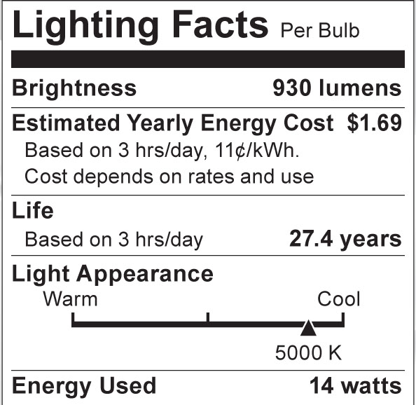 S8943 Lighting Fact Label