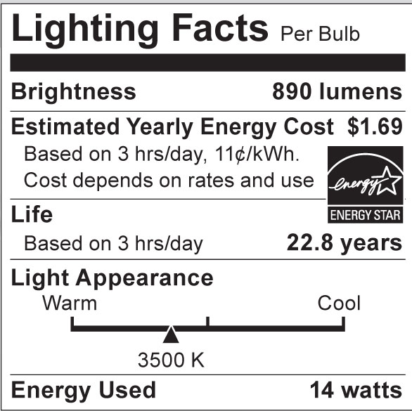 S8972 Lighting Fact Label