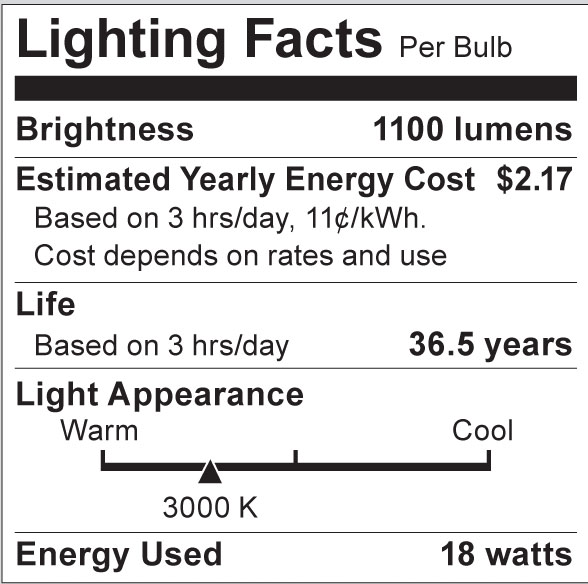S8992 Lighting Fact Label