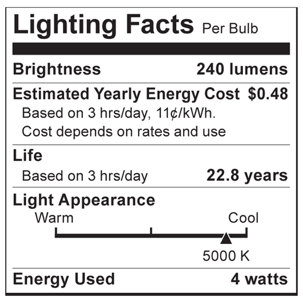 S9009 Lighting Fact Label