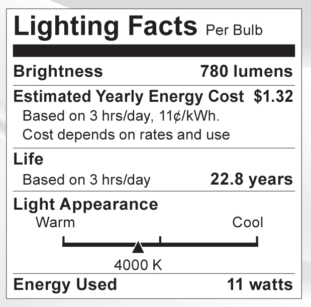 S9087 Lighting Fact Label