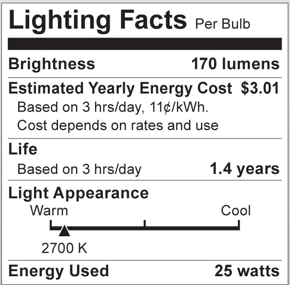 S3860 Lighting Fact Label