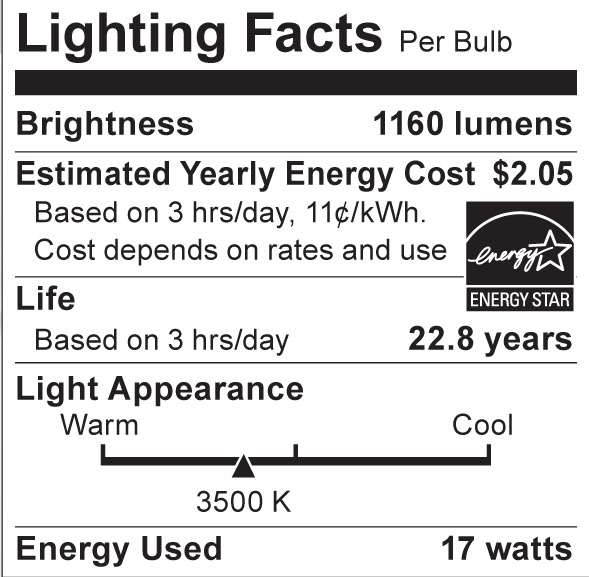S8985 Lighting Fact Label